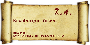 Kronberger Ambos névjegykártya